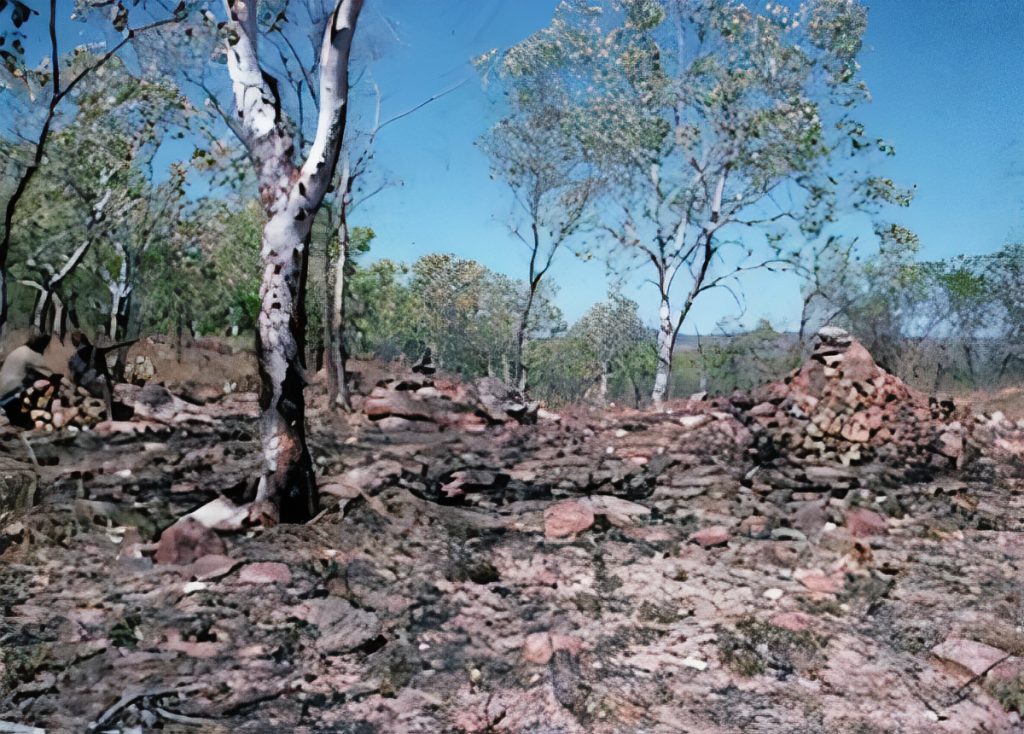 Two stone piles represent Wodoi and Djungun