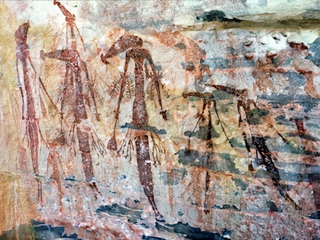 Tasselled Figures in Kimberley rock art wearing tassels hanging from the waist.